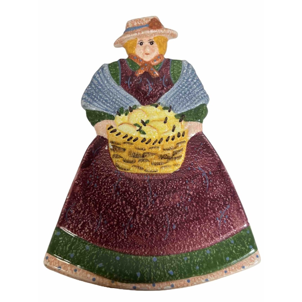Enesco 90s Carol Endres Spoon Rest Storage Scouring Pad Holder Lady Basket